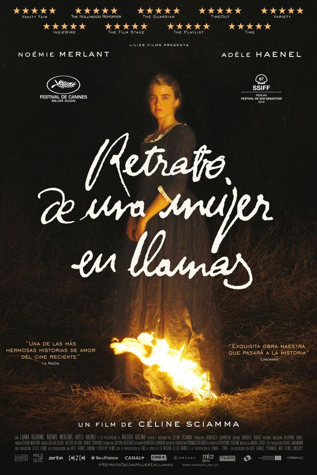 Cartel de retrato de una mujer en llamas de Céline Sciamma.